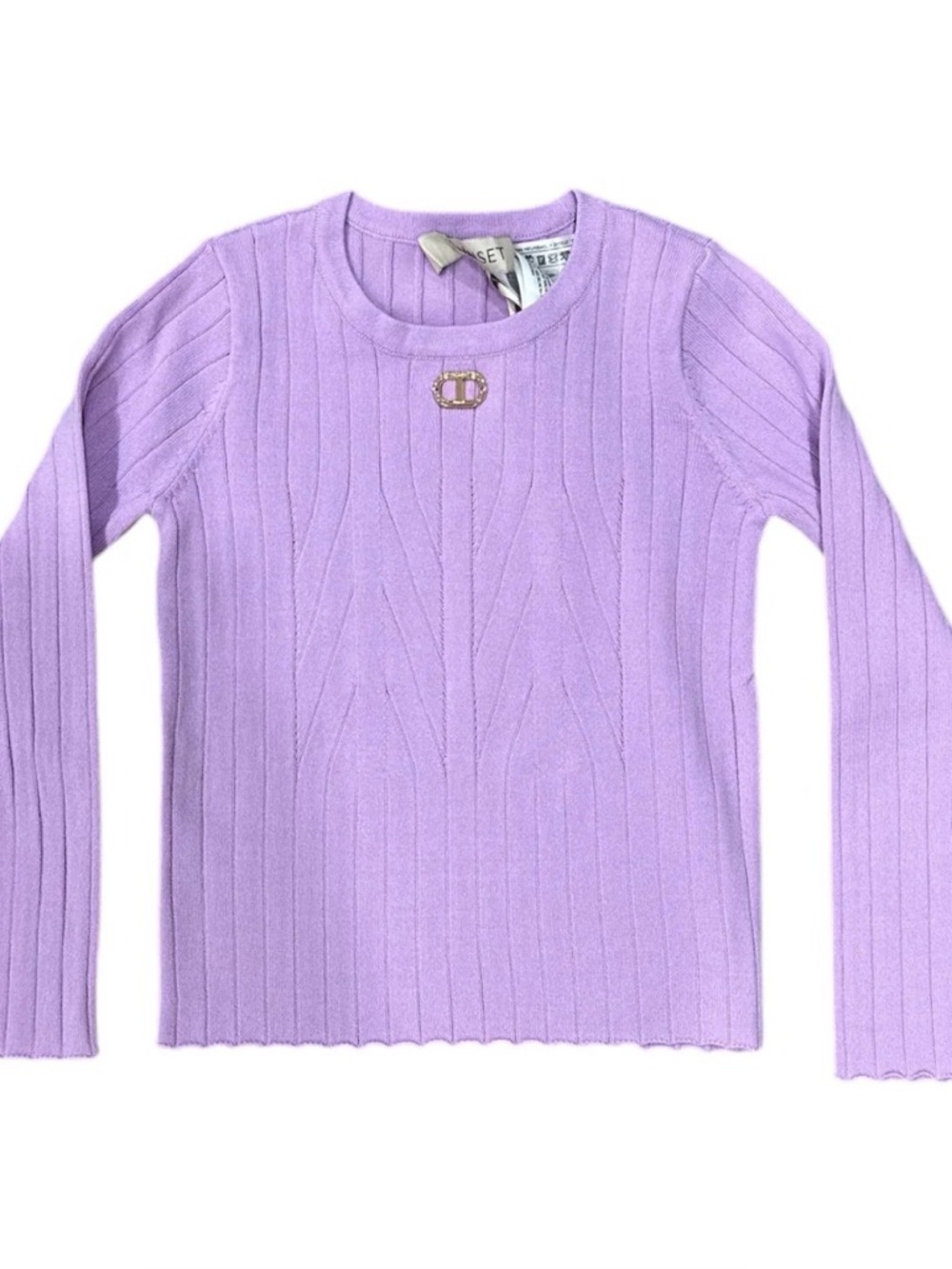 Twinset Lavender Ribbed Crewneck Sweater. Size 4